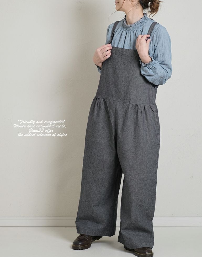 セール】 blue willow ブルーウィロー デニムライクサロペットパンツ