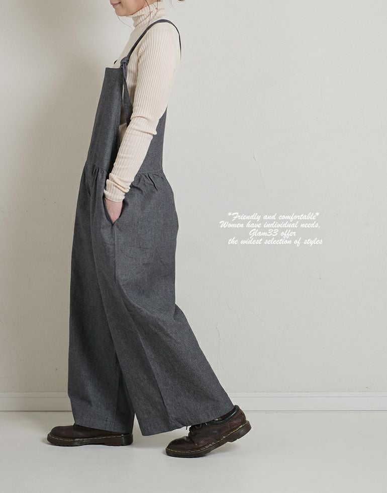 セール】 blue willow ブルーウィロー デニムライクサロペットパンツ