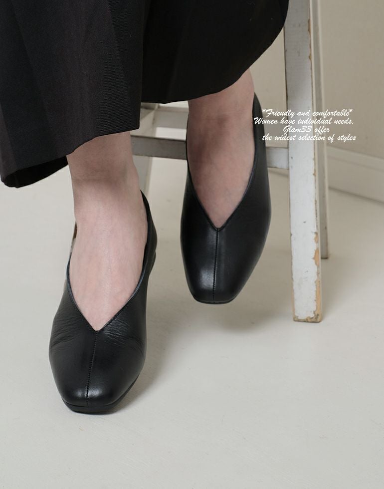 Recipe レシピ Vカットスクエアパンプス RP-267 牛革 23.5cm 24cm 24.5