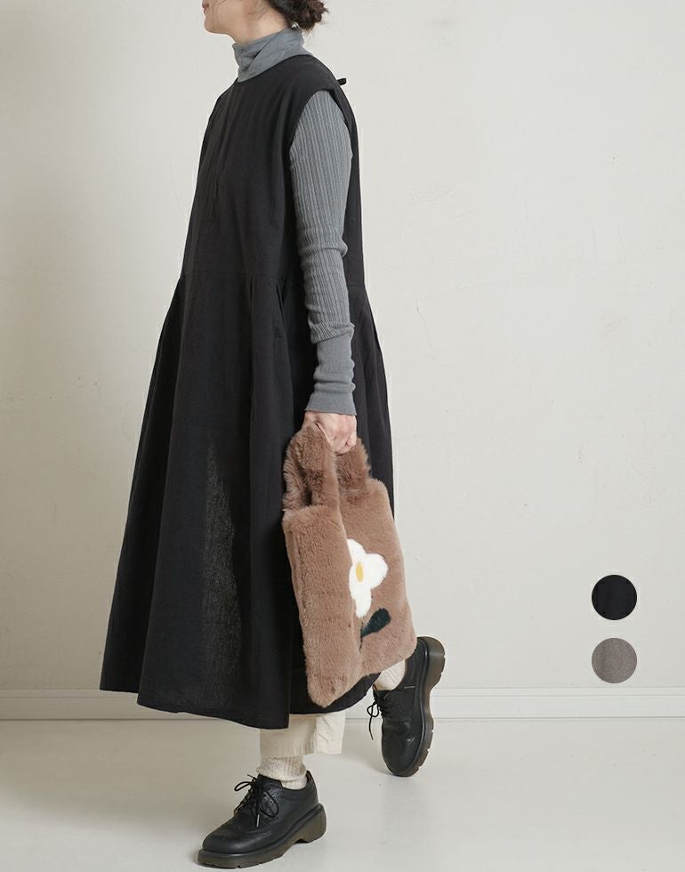 blue willow ブルーウィロー コットンリネンサイドスリットワンピース