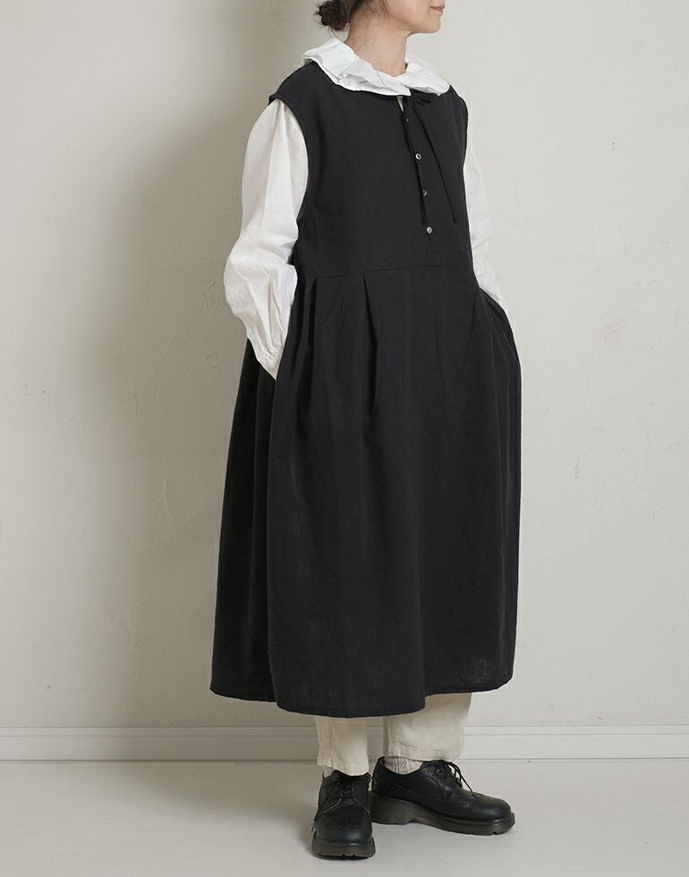 blue willow ブルーウィロー コットンリネンサイドスリットワンピース