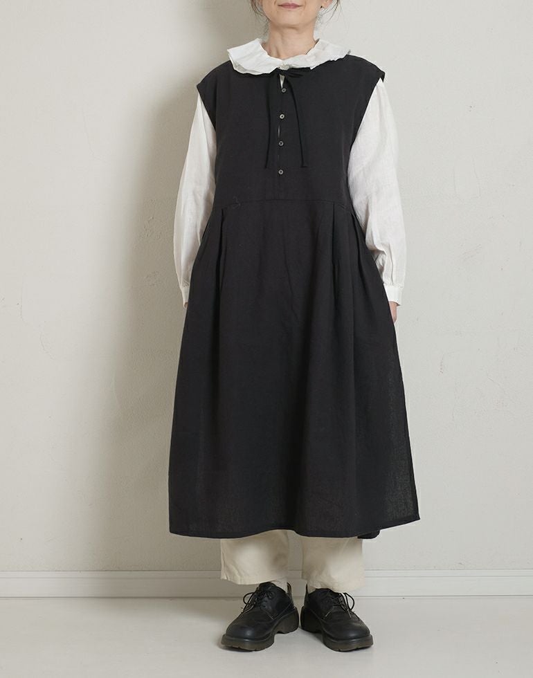 blue willow ブルーウィロー コットンリネンサイドスリットワンピース