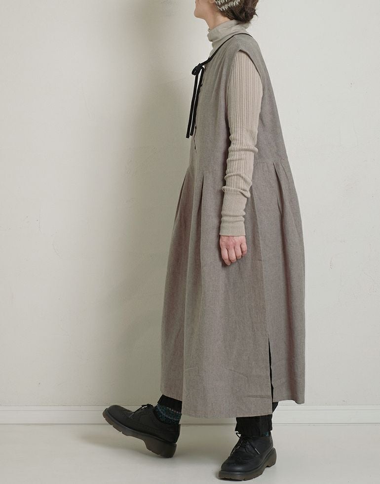 blue willow ブルーウィロー コットンリネンサイドスリットワンピース