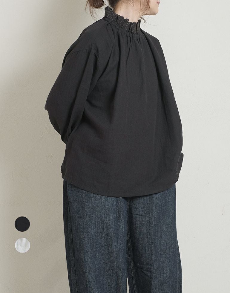 美品 綾小路E 株式会社圓 半袖シャツ ブラウス 総柄 ブラウン サイズM相当 LE CERCLE par rope' ブラウス シャツ 製品染めカシュクールシャツ