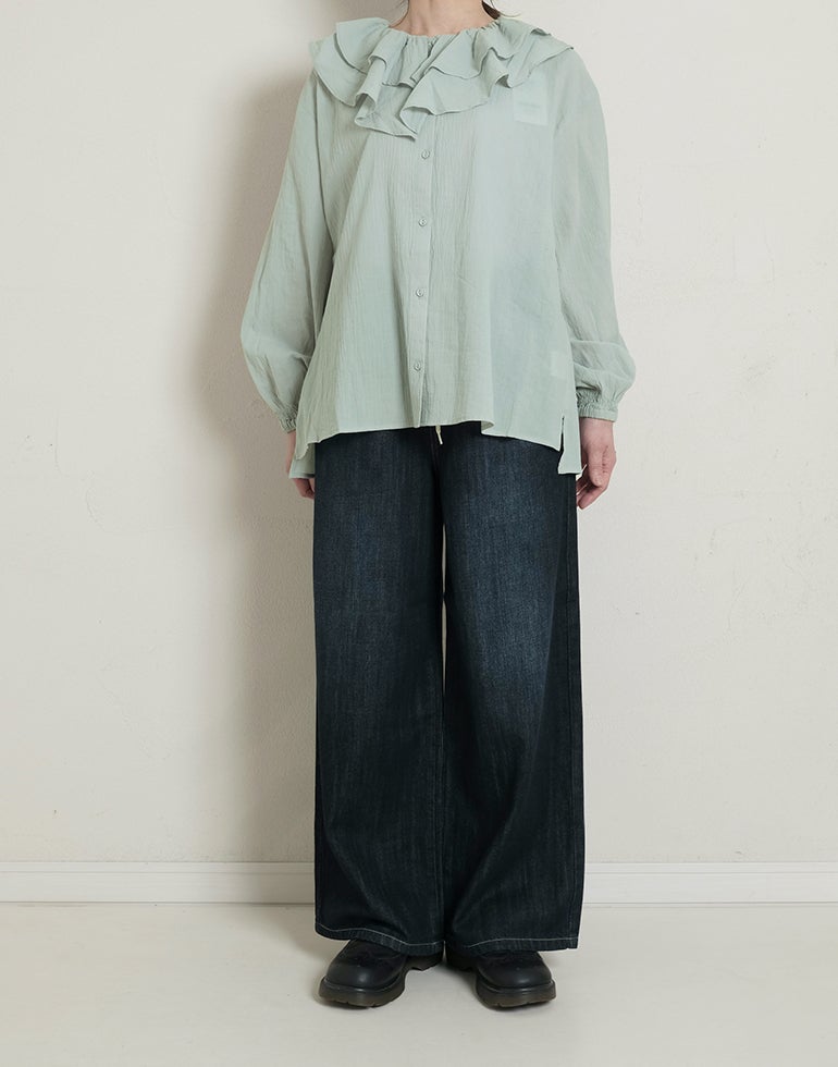 セール】 ista-ire イスタイーレ ラッフルカラー無地ブラウス 4600
