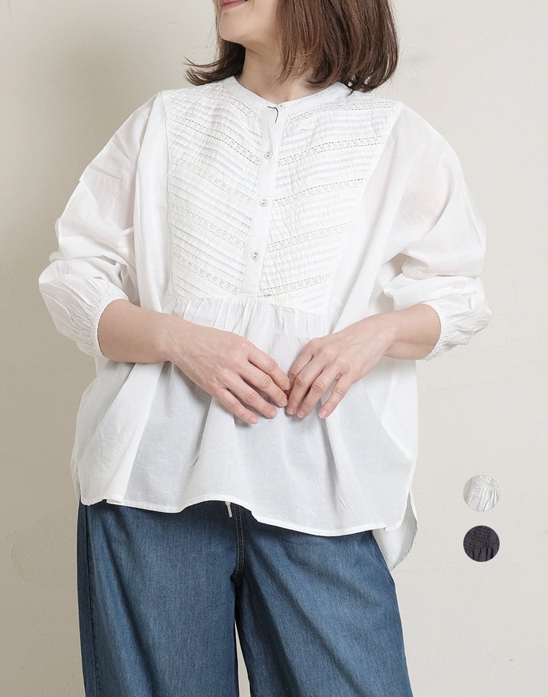インゲボルグ★刺繍&amp;フリル♪半袖ローンブラウス サイズM 白系 無地 薄手 z18128 セール】 【OUTLET】スズラン刺繍ブラウス （シャツ・ブラウス
