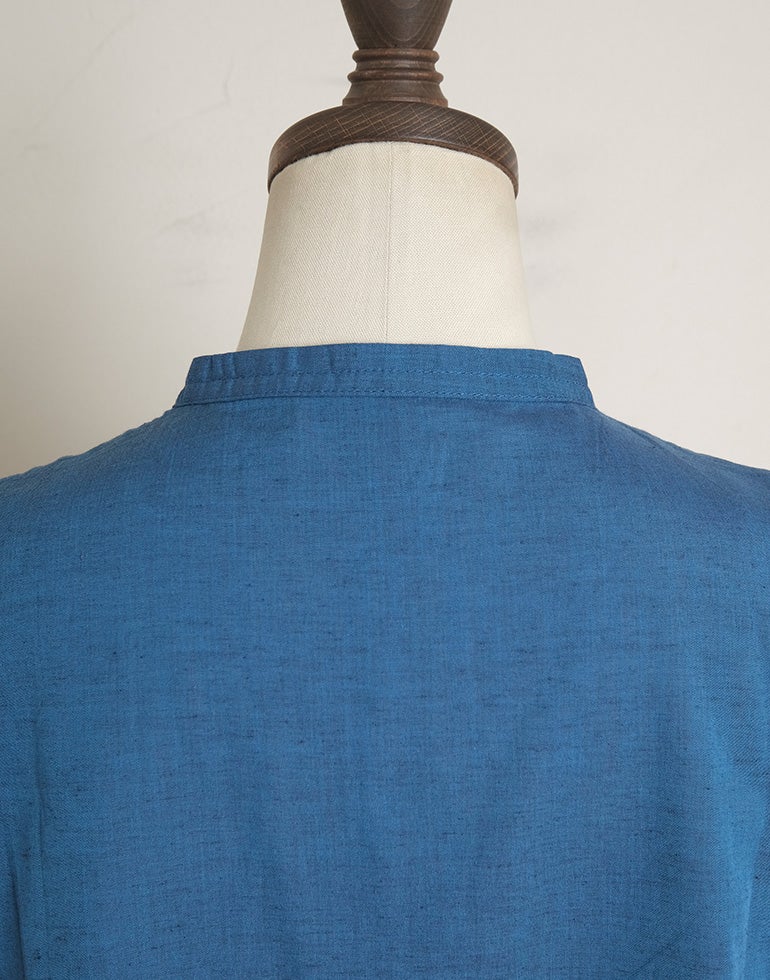 blue willow ブルーウィロー コットンリネンピンタックチュニック