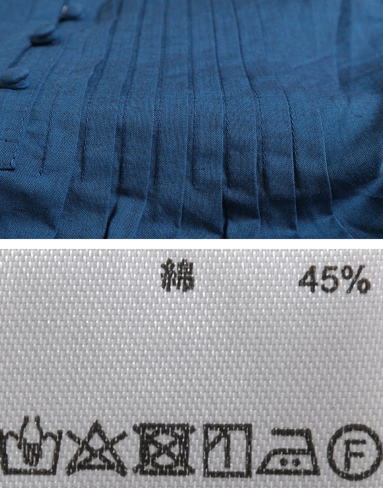 blue willow ブルーウィロー コットンリネンピンタックチュニック