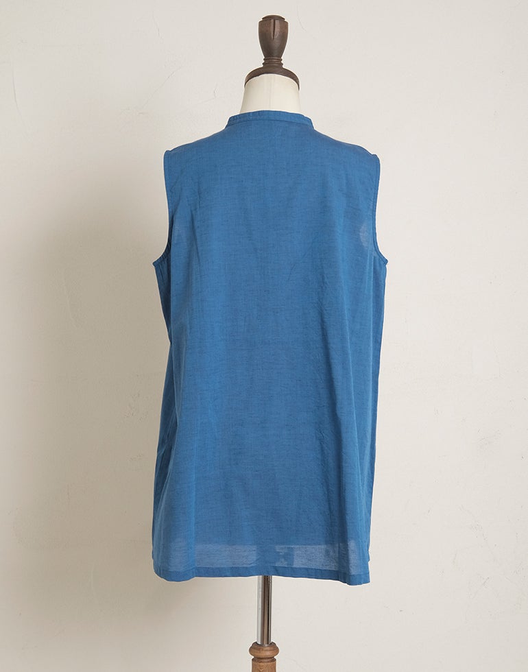 blue willow ブルーウィロー コットンリネンピンタックチュニック