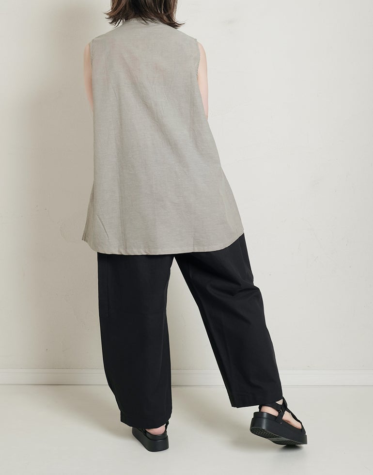 blue willow ブルーウィロー コットンサイドポケ付きバルーンパンツ