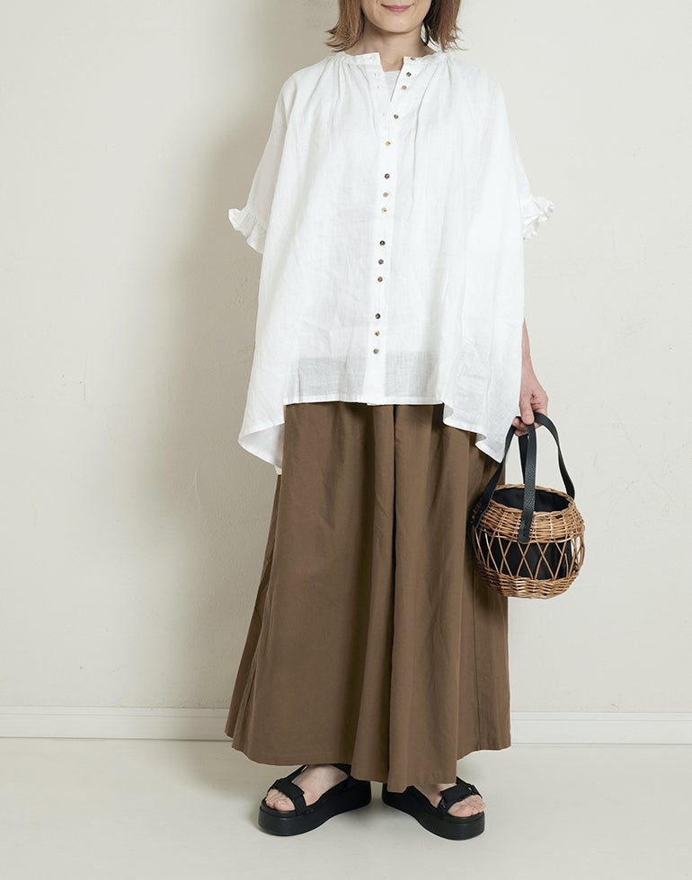 blue willow ブルーウィロー コットンオックス切替キュロットパンツ